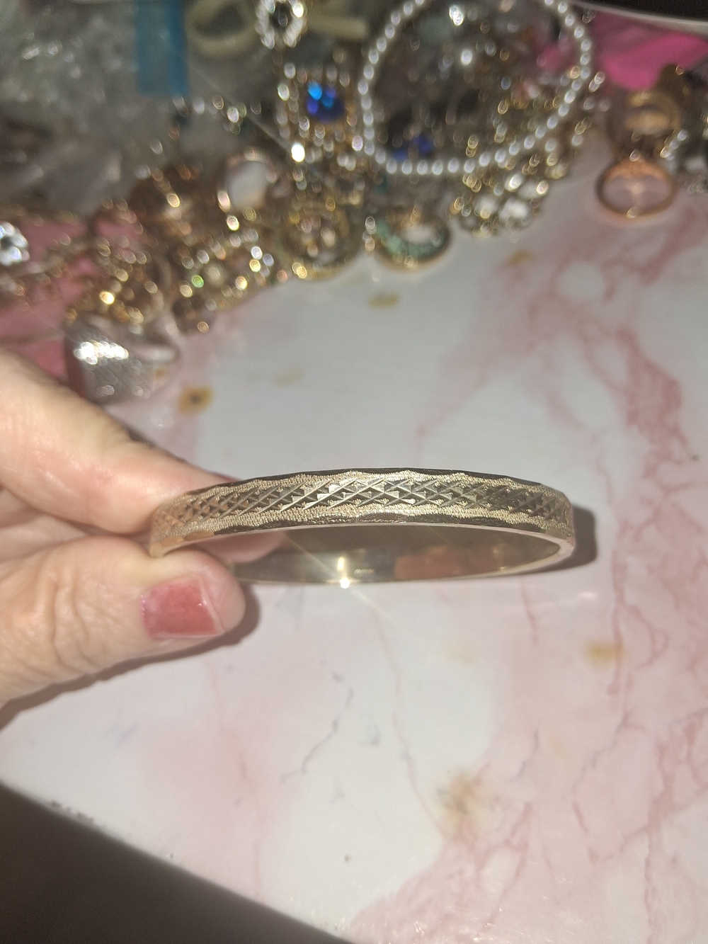 Source Unknown Gold-Tone Engraved Bangle Bracelet